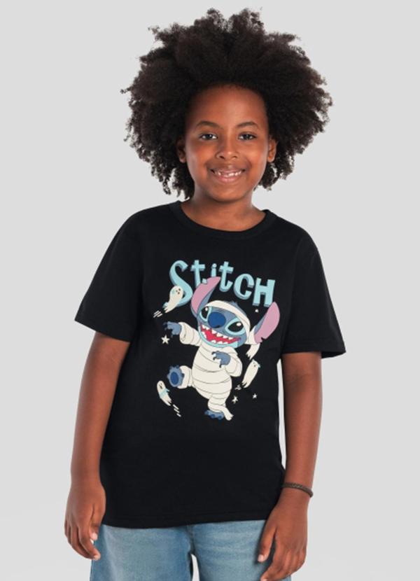 Camiseta do Stitch Brilha no Escuro Preto