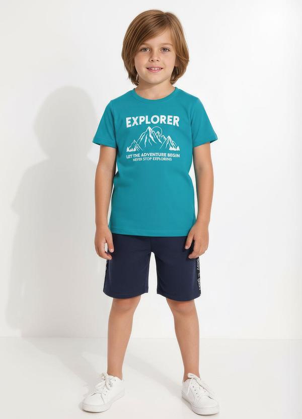 Camiseta em Malha Azul