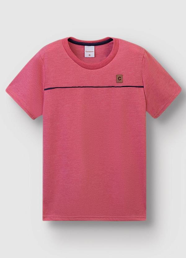 Camiseta em Malha com Filete Vermelho