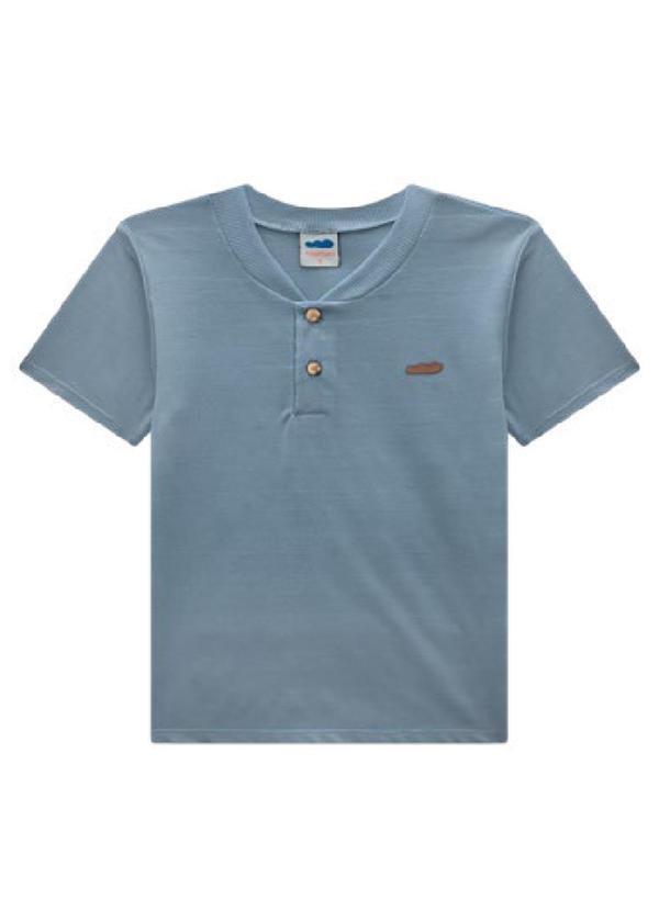 Camiseta em Malha Maquinetada Espanha Azul