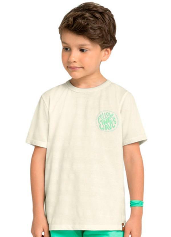 Camiseta em Malha Maquinetada Espanha Bege