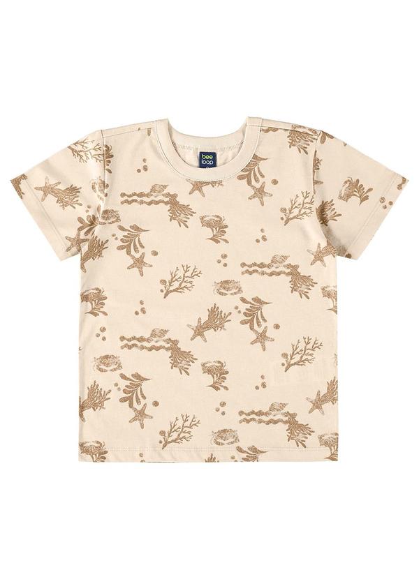 Camiseta em Meia Malha para Menino Bege