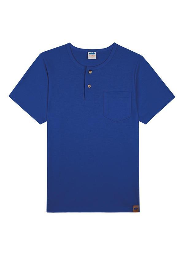 Vista 2 Camiseta em Meia Malha Penteada Azul Marlan Marlan