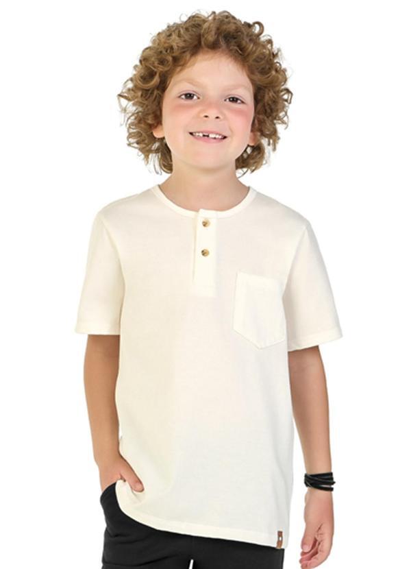 Vista 2 Camiseta em Meia Malha Penteada Bege Marlan Marlan