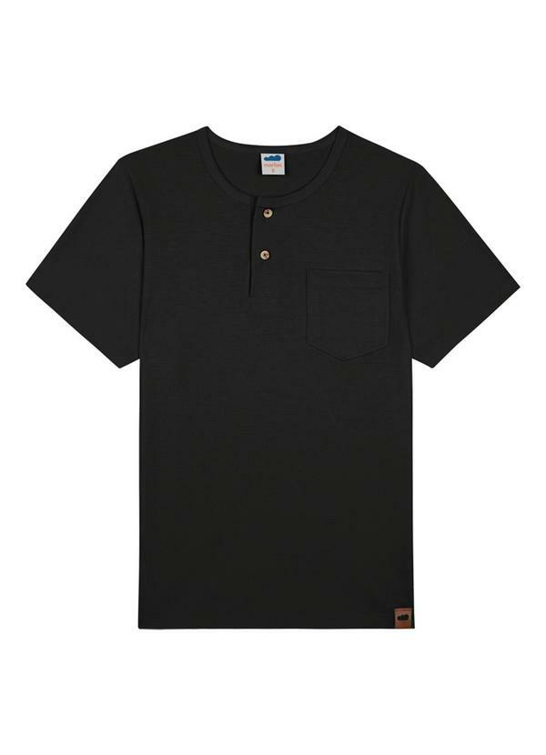 Vista 2 Camiseta em Meia Malha Penteada Preto Marlan Marlan