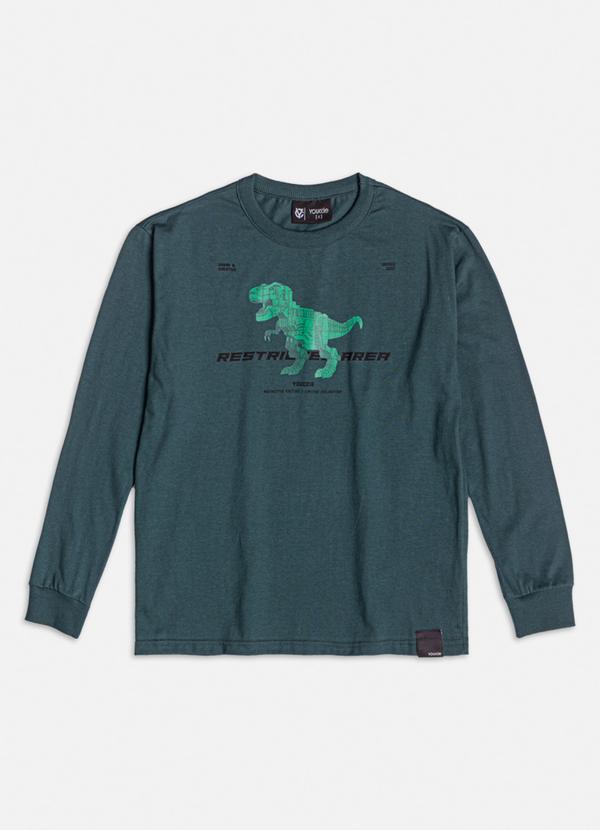 Vista 2 Camiseta Estampa Futurista de Dino Verde Youccie Youccie