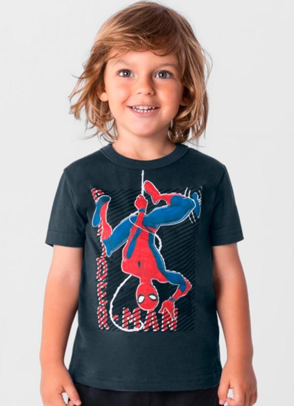Vista 2 Camiseta Homem Aranha Infantil Menino Cinza Brandili Brandili