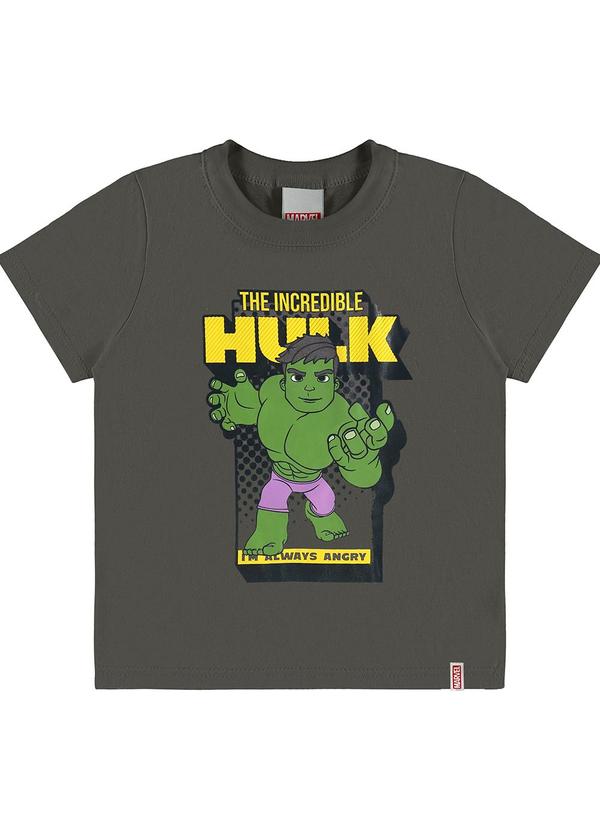 Vista 2 Camiseta Hulk em Puff Menino Cinza Chumbo Malwee Kids Malwee Kids