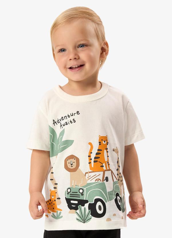 Camiseta Infantil com Estampa Bege