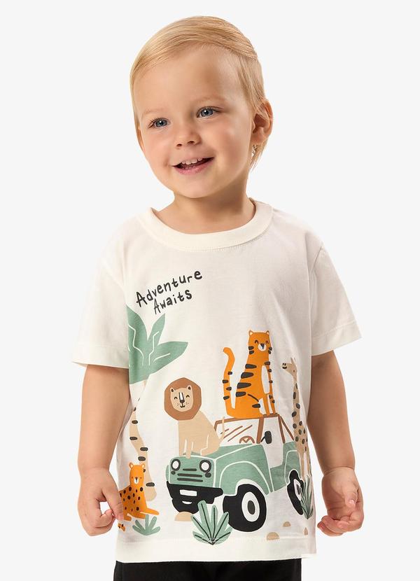Camiseta Infantil com Estampa Bege