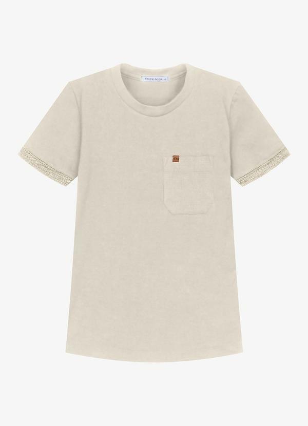 Camiseta Infantil Cotton Masculina Bege