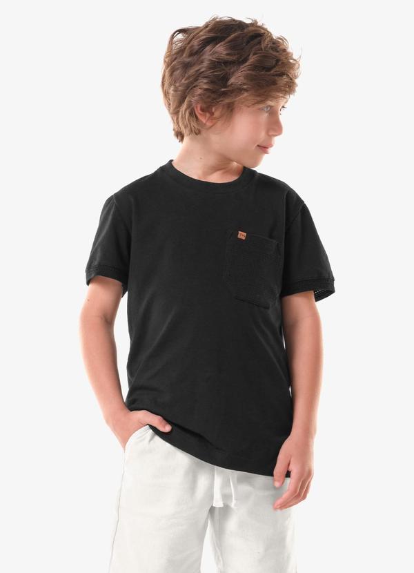 Camiseta Infantil Cotton Masculina Preto