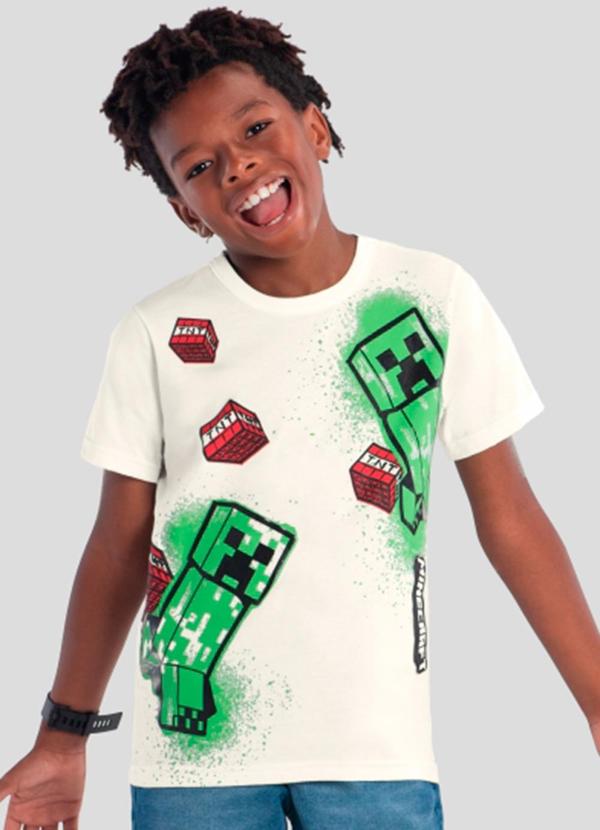 Camiseta Infantil do Minecraft em Gel Bege