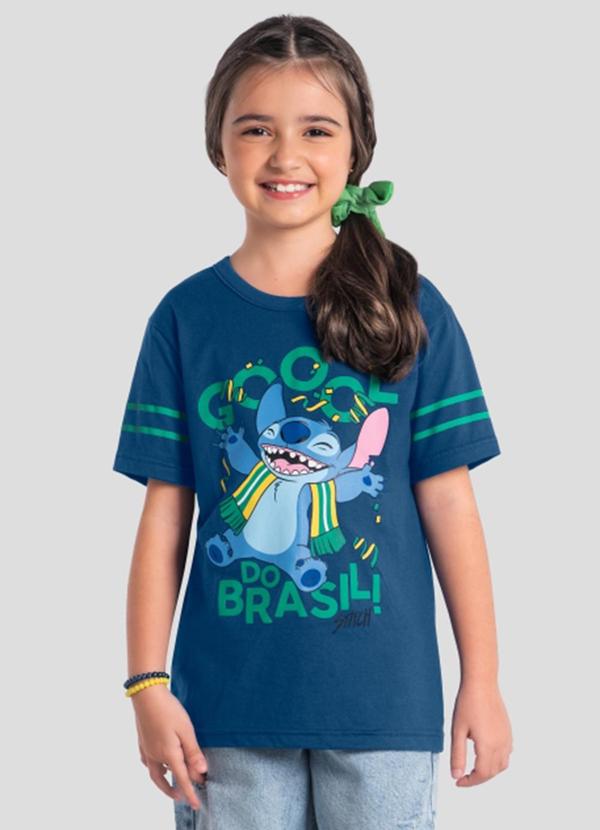 Camiseta Infantil do Stitch Azul
