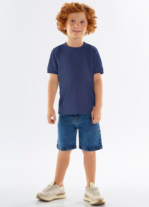Vista 2 Camiseta Infantil em Malha Relevo Azul Up Baby Up Baby