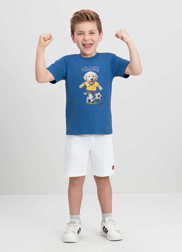 Camiseta Infantil em Meia Malha Brasil Azul