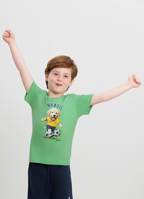 Camiseta Infantil em Meia Malha Brasil Verde