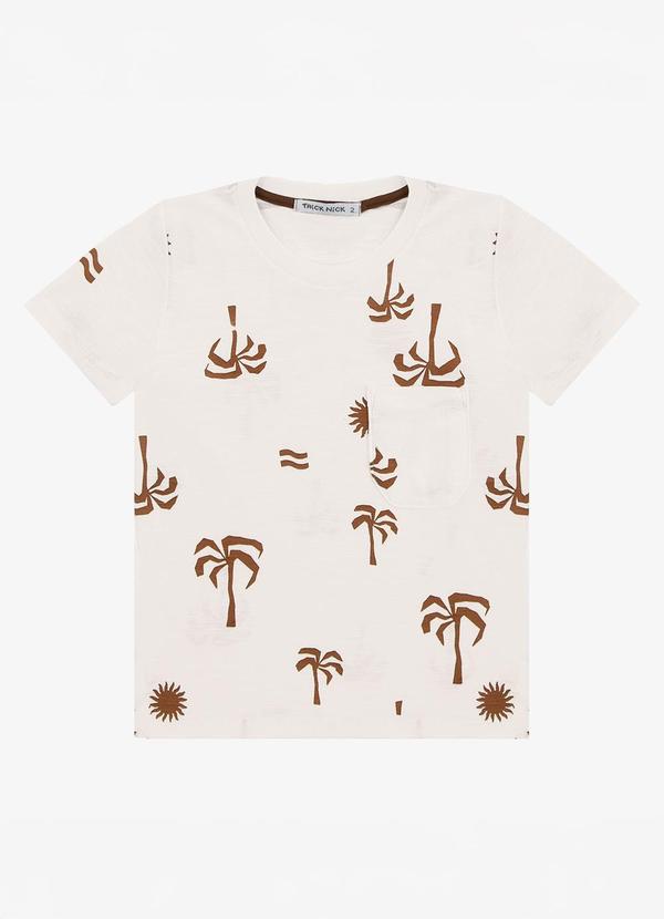 Camiseta Infantil Flamê Estampada Bege