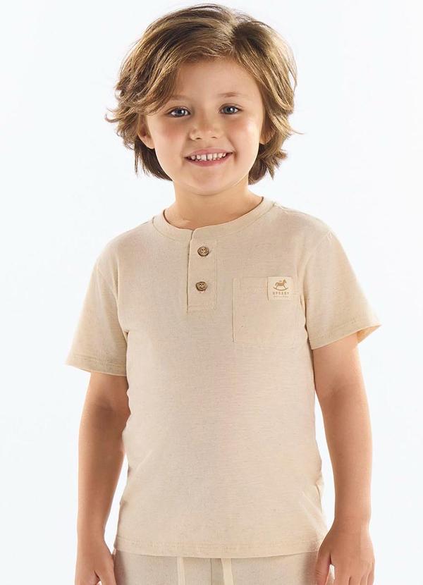 Camiseta Infantil Malha Linho Bege