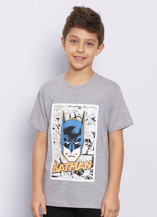 Camiseta Infantil Manga Curta Batman Cinza
