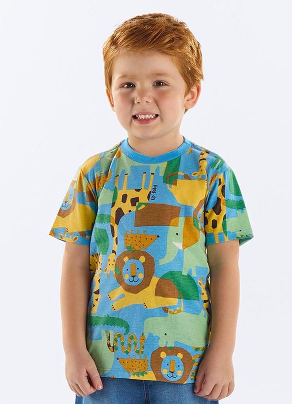 Camiseta Infantil Masculina Algodão Azul