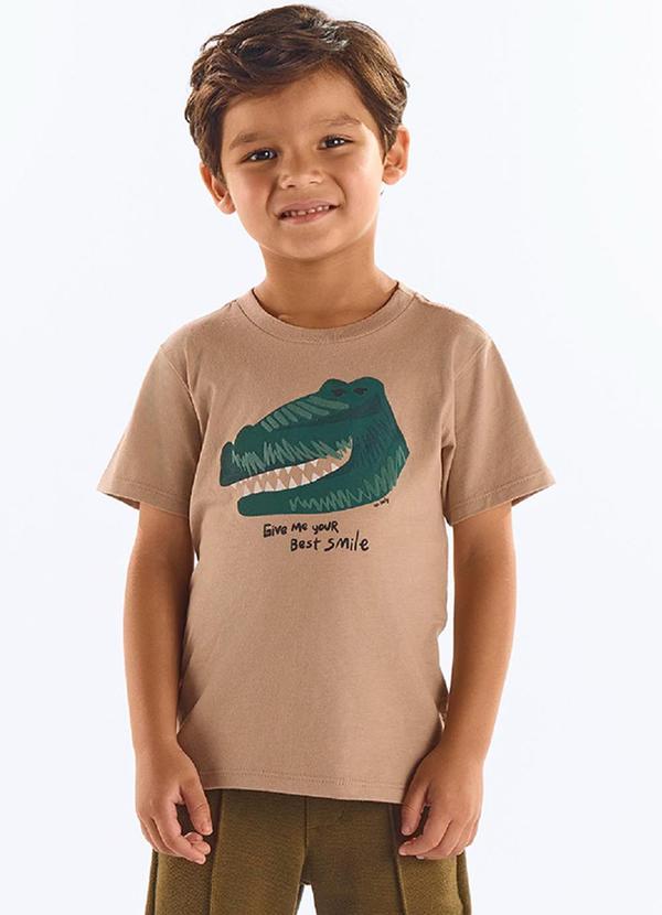 Camiseta Infantil Masculina Algodão Bege