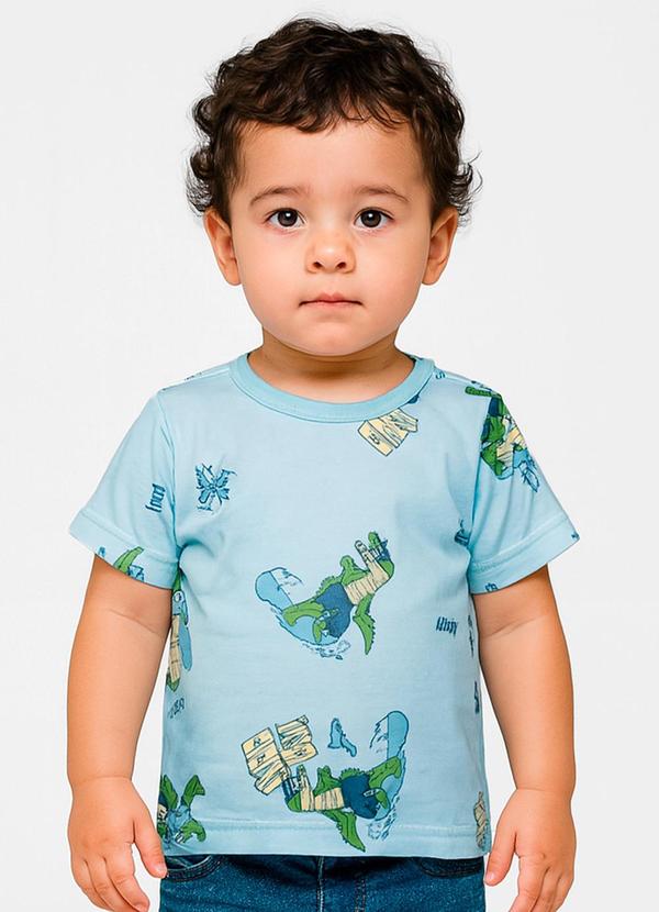 Camiseta Infantil Masculina Animais Azul