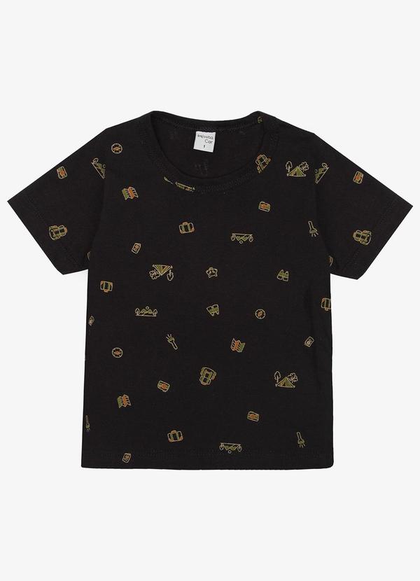 Camiseta Infantil Masculina Animais Preto