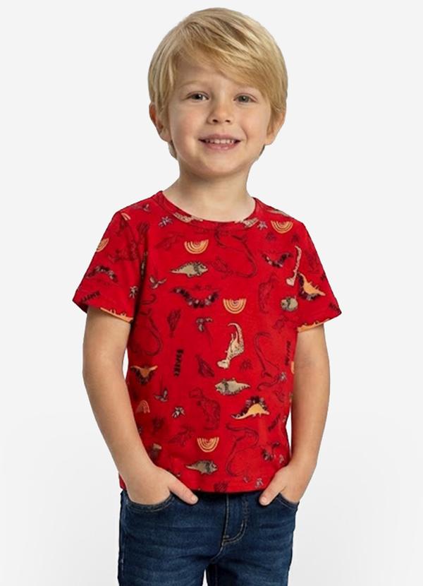 Vista 2 Camiseta Infantil Masculina Animais Vermelho INFINITA COR INFINITA COR
