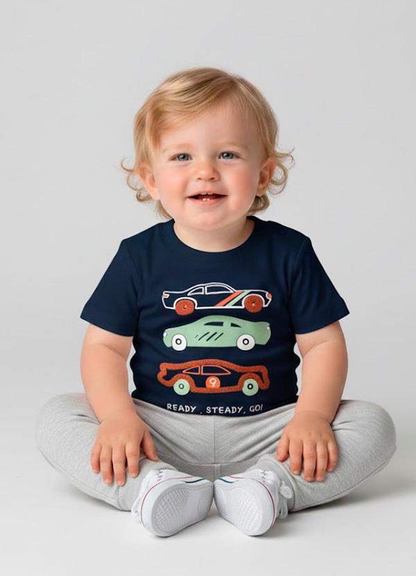 Camiseta Infantil Masculina Carros Azul