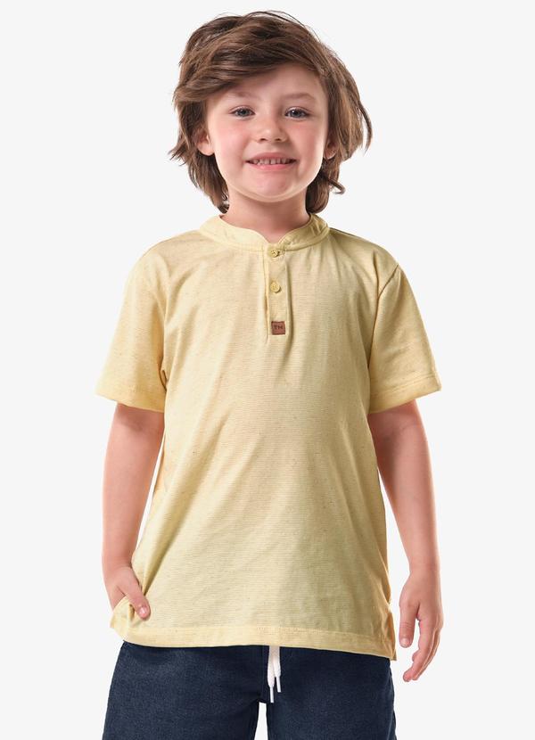 Camiseta Infantil Masculina Meia Malha Amarelo