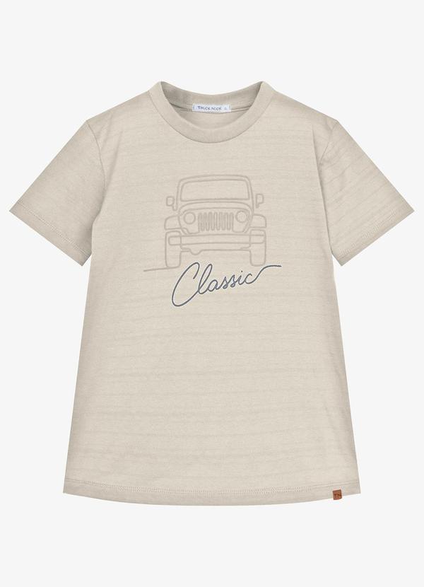 Camiseta Infantil Masculina Meia Malha Bege