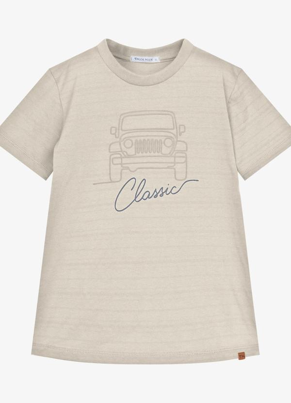 Camiseta Infantil Masculina Meia Malha Bege