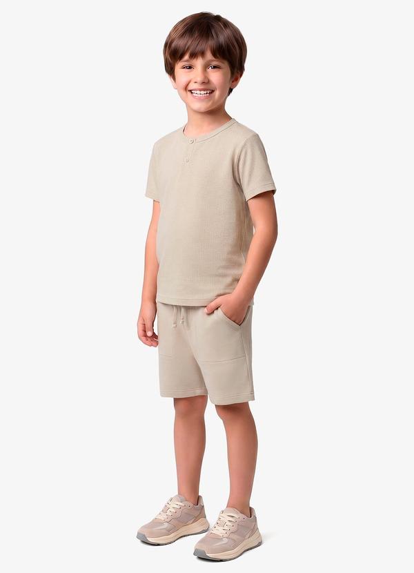 Camiseta Infantil Masculina Meia Malha Bege