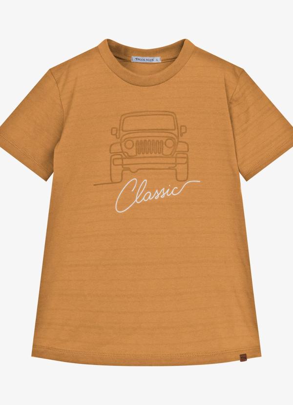 Camiseta Infantil Masculina Meia Malha Marrom