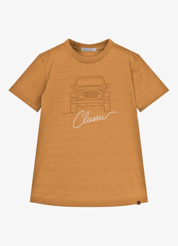 Camiseta Infantil Masculina Meia Malha Marrom