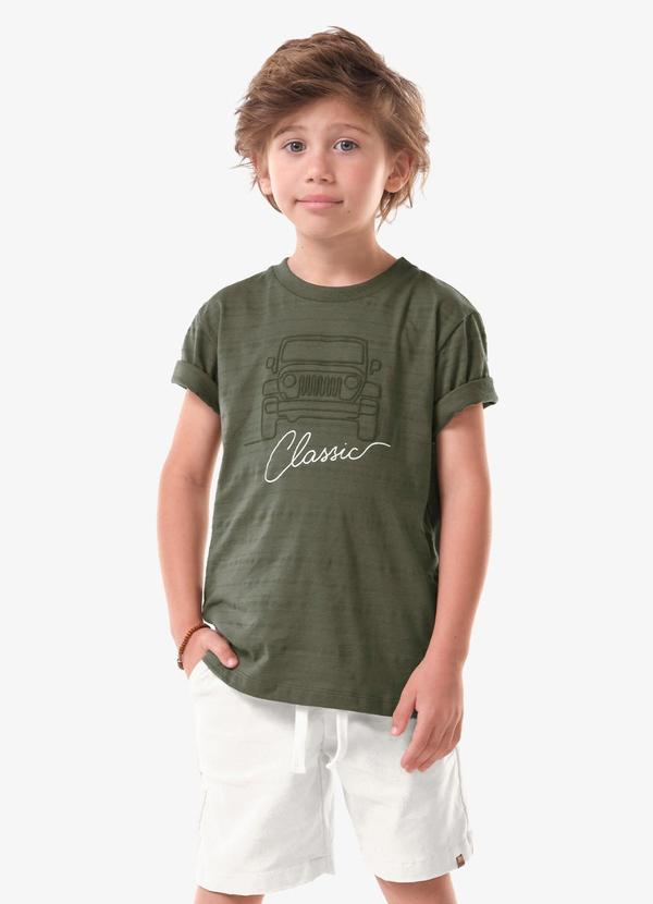 Camiseta Infantil Masculina Meia Malha Verde