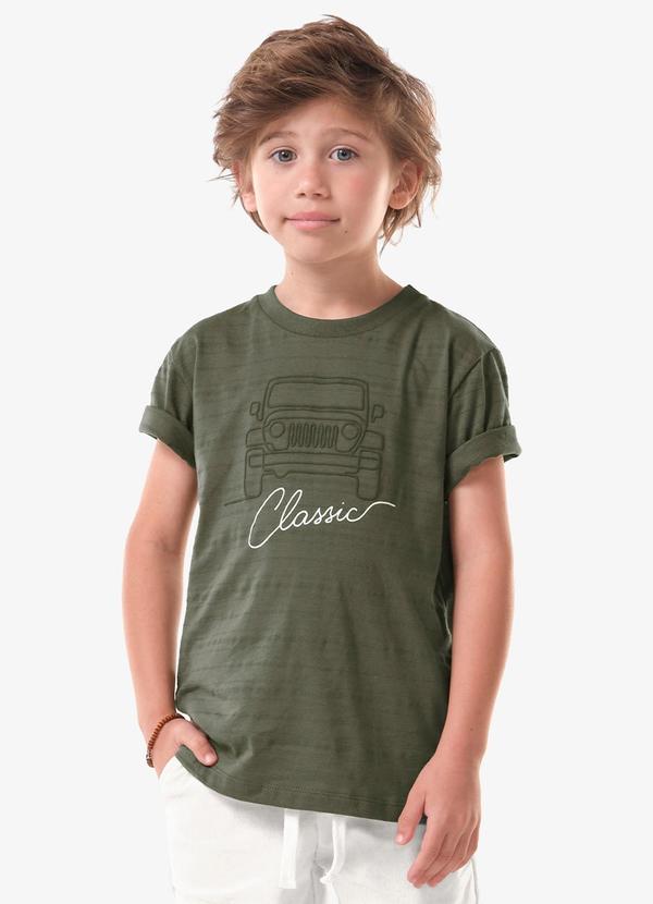 Camiseta Infantil Masculina Meia Malha Verde