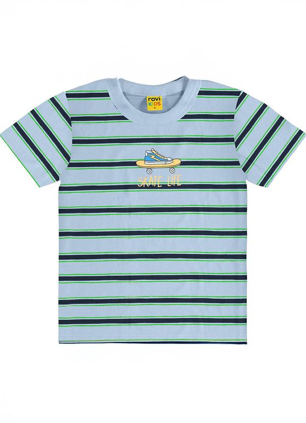 Vista 2 Camiseta Infantil Meia Malha Azul Rovi Kids Rovi Kids