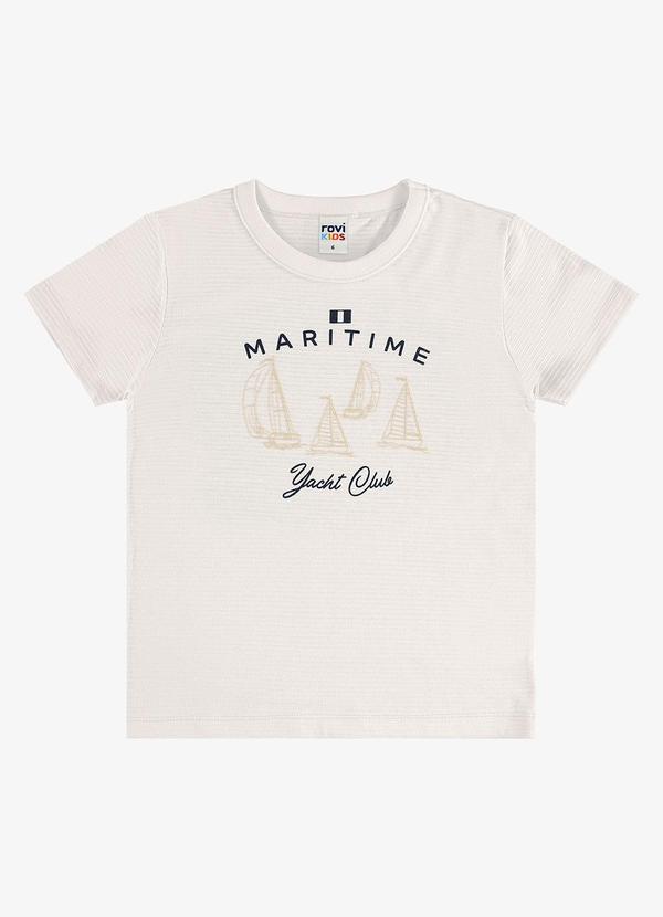 Camiseta Infantil Meia Malha com Estampa Bege