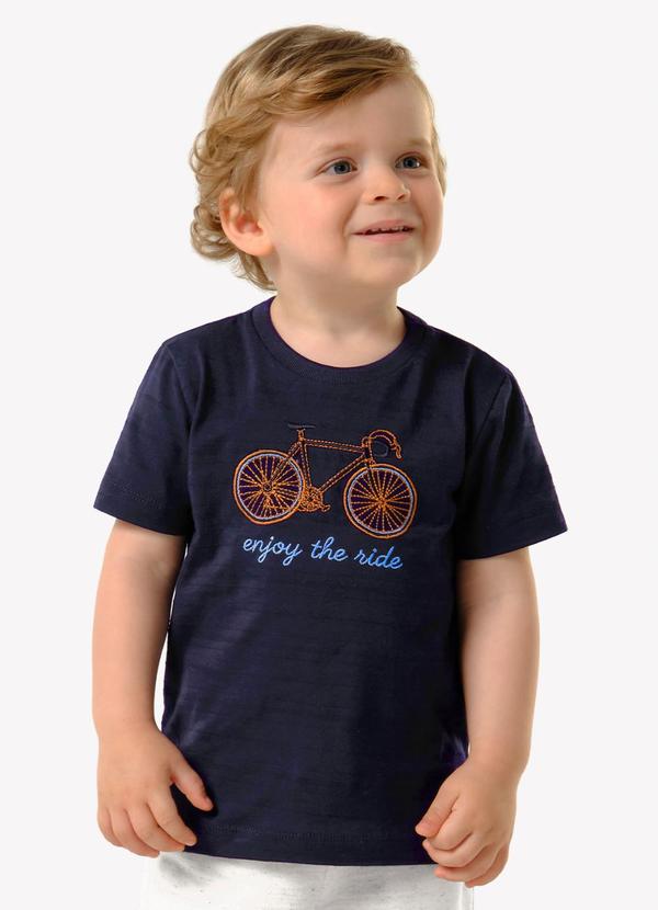 Camiseta Infantil Meia Malha Estampa Azul