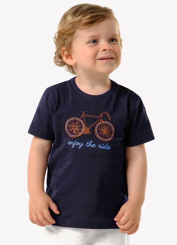 Camiseta Infantil Meia Malha Estampa Azul