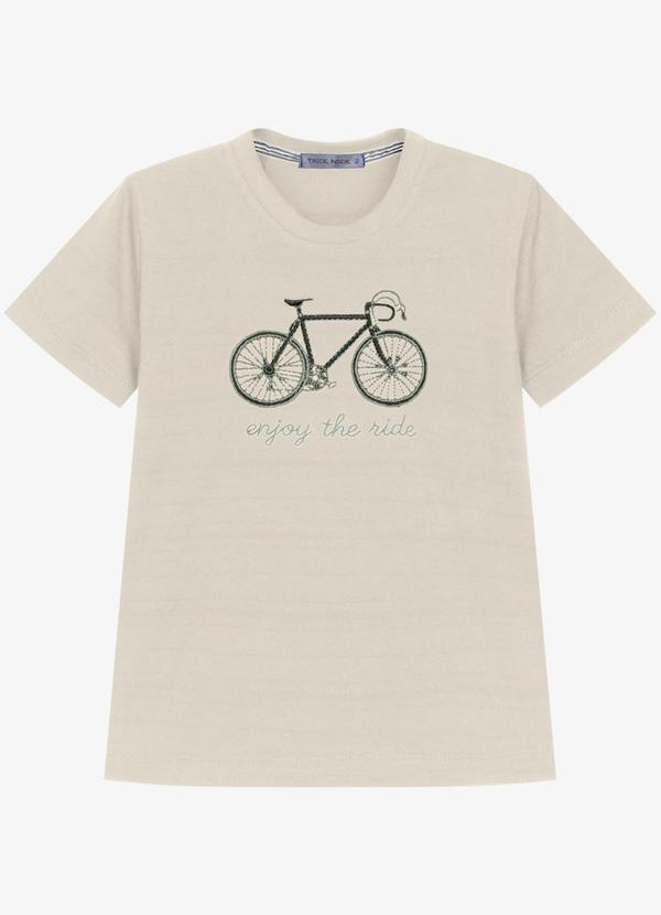Camiseta Infantil Meia Malha Estampa Bege