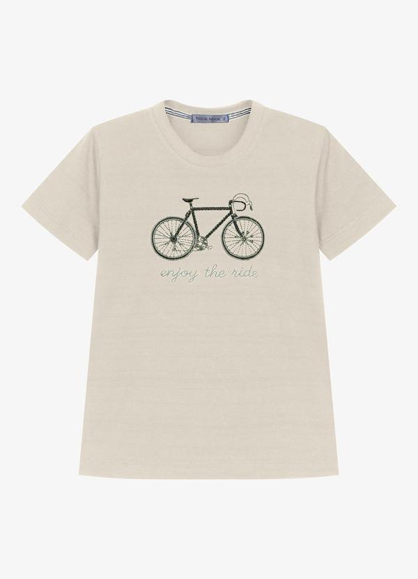 Camiseta Infantil Meia Malha Estampa Bege