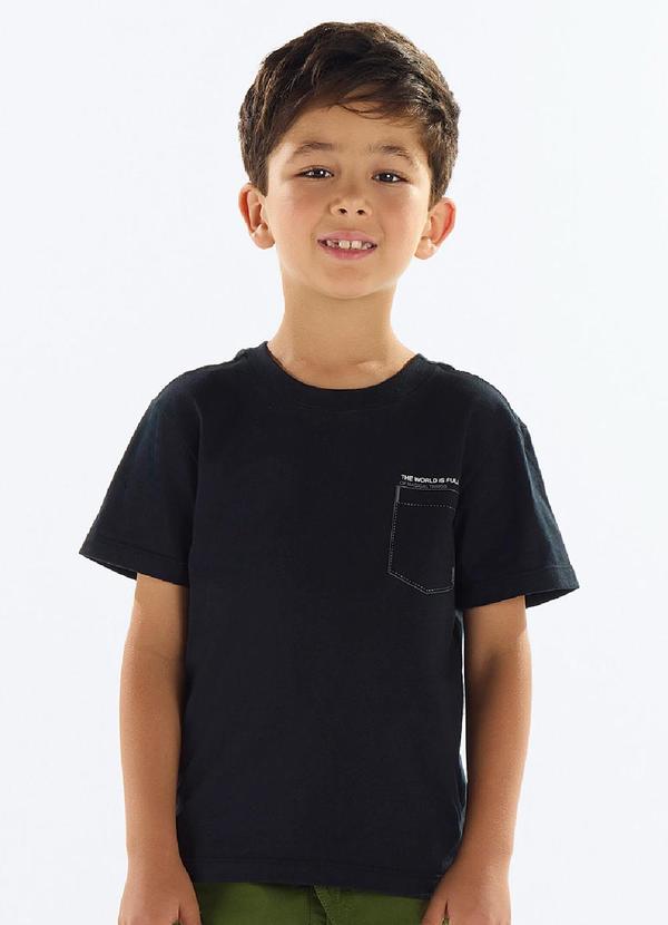 Vista 2 Camiseta Infantil Meia Malha Preto Quimby Quimby