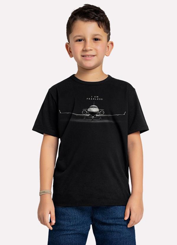 Camiseta Infantil Menino Avião Preto