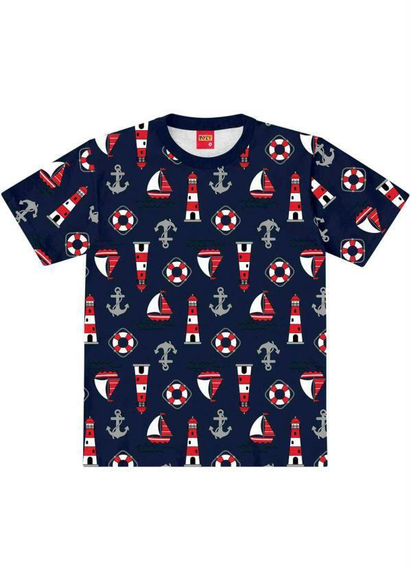 Vista 2 Camiseta Infantil Menino Azul Kyly Kyly