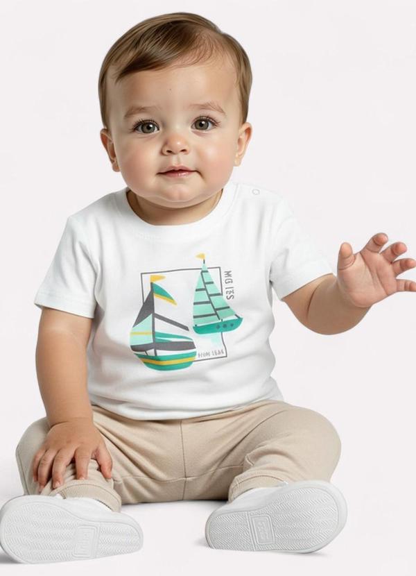 Vista 2 Camiseta Infantil Menino Barco Off White Kyly Kyly