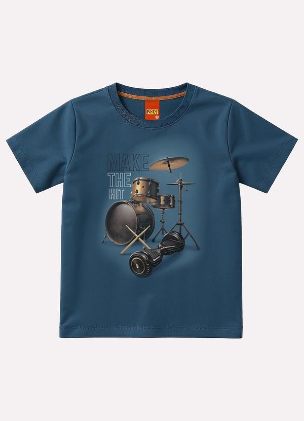 Camiseta Infantil Menino Bateria Azul