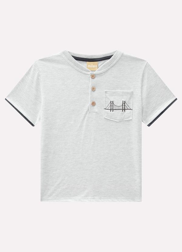 Camiseta Infantil Menino Bordado Cinza